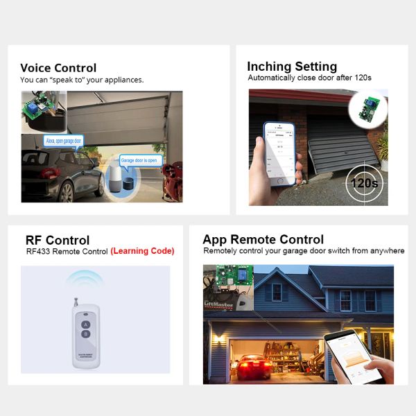 1ch 4ch Tuya Smart Wifi Garage Garage Door Smart Switch Garage Garage Control Control Open Voice Control Alexa Google Home