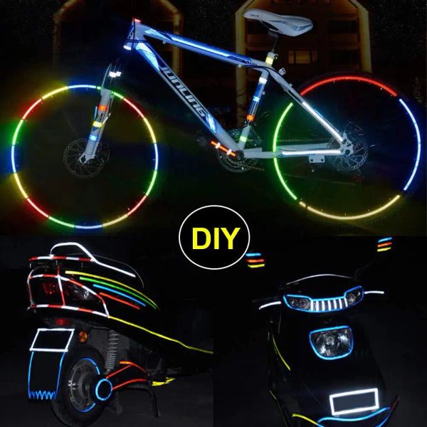 1 cm*8m cintas reflectantes de 9 colores reflectores cinta advertencia pegatina de seguridad blanca azul rojo amarillo naranja verde para bicicleta