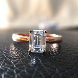 1CT 5x7mm G VVS Emerald Excellent Cut Engagement Ring Solitaire Sterling Rose Gold of White Color (vertel ons na betaling) 211217