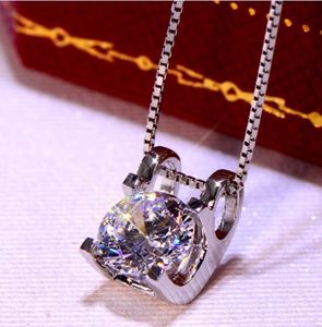 1CT Brilliant Solid 925 Sterling Silver Wedding Anniversary Sona Diamond Hang ketting