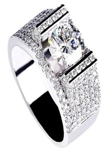 1CT Choucong Marque Alliance Anneaux Bijoux De Luxe Étincelant 925 En Argent Sterling Coupe Ronde Topaze Blanche CZ Moissanite Diamant Gem4080948