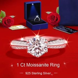 1Ct Moissanite trouwringen voor vrouwen 925 sterling zilver 18K vergulde diamant Topkwaliteit damesring cadeau met doos Verstelbare maat Mode Fijne designer sieraden