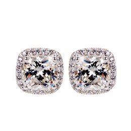 1CT Nieuwe Collectie Hot Koop Sprankelen Luxe Sieraden Real 925 Sterling Zilver Drie Kleur 5A Cubic Zirkoon Populaire CZ Diamond Dames Stud Earring