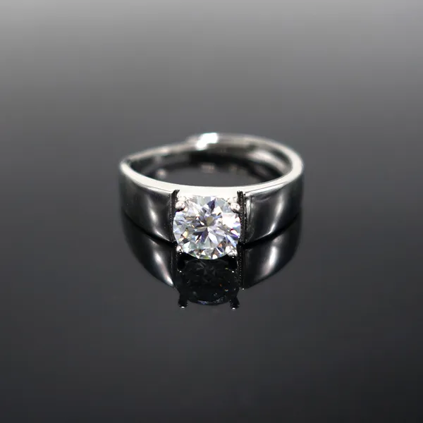 Anillo de moissanita auténtica de 1 quilate para hombre, anillo de boda de diamantes simulados para hombre de plata de ley S925 redondo brillante, joyería