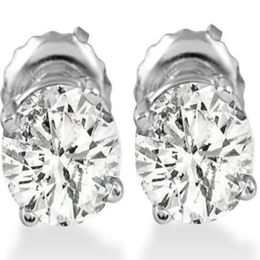 Boucles d'oreilles à tige diamant rond 1 carat en or blanc 14 carats avec fermoirs vissés 184 carats