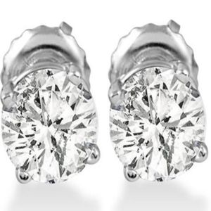 1ct ronde diamanten oorknopjes in 14K witgoud met schroefruggen298S