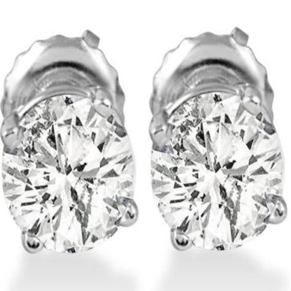 Boucles d'oreilles à tige diamant rond 1 carat en or blanc 14 carats avec fermoirs vissés 184 carats