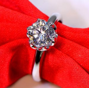 1CT Sterling Zilveren Wedding Anniversary Moissanite Diamond Ring Engagement Party Fijne Sieraden PT950 Dames Gift Pass Diamond Pen Test 2020