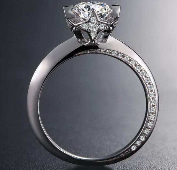 Anniversaire de mariage en argent 1CT Moissanite Diamond Bague Partie de fiançailles Bijoux de corps PT950 Femme Cadeau Pass Pass Diamond Test 2021