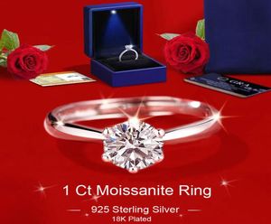 1CT Women Moissanite Rings 925 Sterling Silver 18K Geplateerde diamant topkwaliteit dame trouwring cadeau met doos verstelbare maat fash9086714