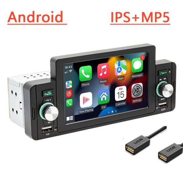 1din Auto Radio CarPlay Player Android MP5 lecteur multimédia voiture stéréo vidéo image inversée WiFi Bluetooth 5.1 lien miroir