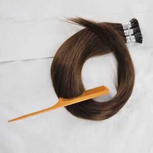 1g streng 100g braziliaanse itip menselijk prebonded hair extensions maagd niet remy menselijk haar braziliaanse steil donkere kleur keratine haar