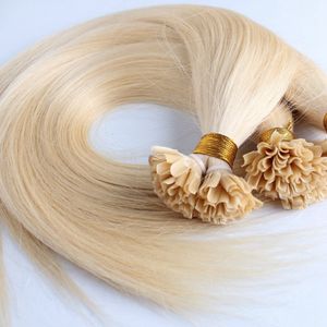 ELIBESS 1g / strands 100s pack Extensiones de cabello U / Nail Tip # 613 60 100% Remy Brazilian Fusion Keratin Human Hair Extension