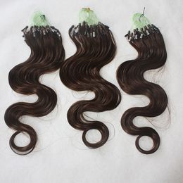 1 Gram st 100 strengen veel Micro Ring Haar Loop Human Hair Extensions Braziliaanse Body wave Natuurlijke Bruin donker rode Kleur 613 blond