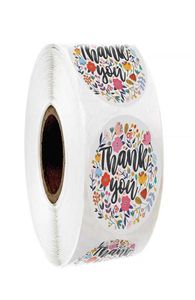 1inch 500pcs Étiquettes de remerciements Autocollants adhésifs imprimés avec des fleurs artisanat et papier cadeau Étiquette d'étiquette 5833676