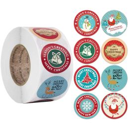 1inch Merry Christmas Stickers Christmas Tree Candy Bag Sealing Sticker Kerstcadeaus Box Label Nieuwjaar 50-500 %