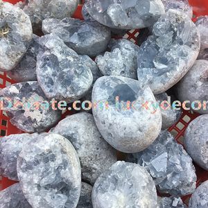 Raw Blue Celestite Crystal Cluster Geode Home Decor Collection Irregular Natural Rough Mineral Rock Healing Quartz Ocean Wisdom Stone Specimen for Dream Recall