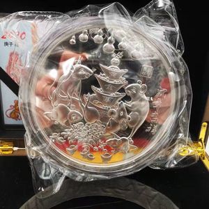 Moneda china de plata de 1 kg 1000 g de plata 99,99% Arte del ratón del zodiaco