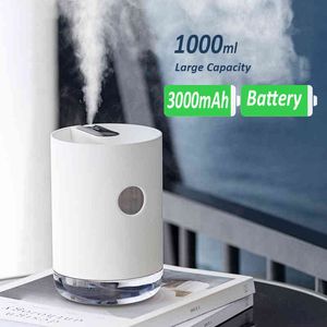 Humidificateur d'air ultrasonique USB 1L, brumisateur frais, diffuseur d'arôme, batterie 3000mAh, aromathérapie, diffuseur d'huile essentielle