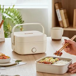 1L elektrische lunchbox Draagbare rijstkoker Verwarming Bento Box Voedselstoomboot Kookcontainer Maaltijdlunchbox Voedselverwarmer 220V 231221