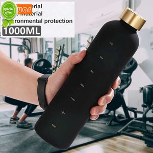 Bouteille d'eau 1L avec marqueur de temps 32 OZ motivationnel réutilisable Fitness Sports extérieur étanche sans BPA bouteille en plastique givré