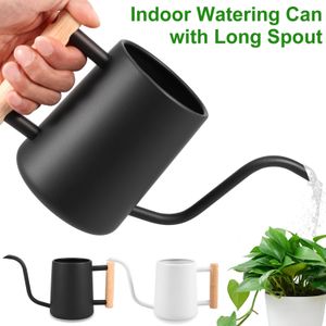 1l Watering kan kleine waterschepen kan binnen planten met houten handgreep roestvrijstalen waterpot met lange tuit tuin water geven kan 240408