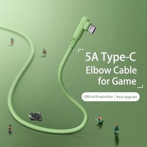 Câble coudé de 1m/1.5m/2m pour jeu 5A, câbles de charge rapide USB Type C pour chargeur de téléphone portable Xiaomi Samsung, câble USB à 90 degrés