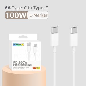 1m 100W 6A e-marker chip PD-kabels voor iPhone 15 snel opladen 1m 3ft USB C om C Samsung Super Fast Charger-kabel te typen