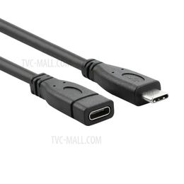 1m 16 kernen 10 Gbps snelle Type-C datasynchronisatie-oplaadkabel USB 3.1 Gen 2 man-vrouw USB-C-kabel - zwart