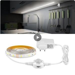 1M/2M/3M/4M/5M LED bande 12V capteur de mouvement sous armoire lumière cuisine éclairage placard placard lit chambre lumière bande lampe