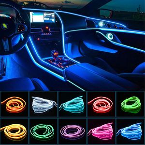 1M/2M/3M/5M Flexible LED bande guirlande EL câble métallique ligne de Tube éclairage intérieur de voiture avec fil USB/fil entraînement voiture décoration lampe