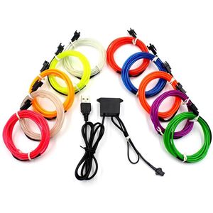 1M 2M 3M 5M Neon Light Dance Party Decor Lights Neons Strings LED lampe Flexible EL Wire Rope Tube LED étanche bande décoration de voiture livraison gratuite D5.5