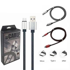 1M 2M 3M TRADED FAX Data Cable Câbles de téléphone portable en alliage Aluminium 2.0 USB Type C Charge pour Huawei Samsung Android Retail Box Smartphone Accessoire