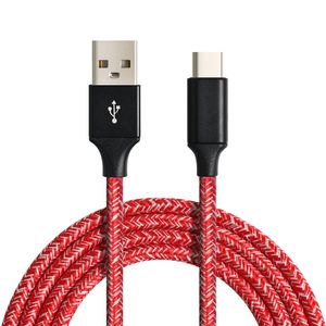 Fonctions d'accessoires de câble tressé de tissu coloré de 1m / 2m / 3 m pour un câble de chargeur rapide de bonne qualité pour le chargeur rapide de type-C USB C 2A