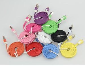 1M 2M 3M Kleurrijke Noodle Flat Cables V8 Micro USB Data Charger-kabel voor Smartphone Samsung