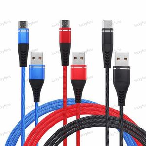 1m 2m 3m pour Android Smart Phone Boîtier Métallique Tressé Micro USB Câbles 2.4A Charge Rapide Type C Câble