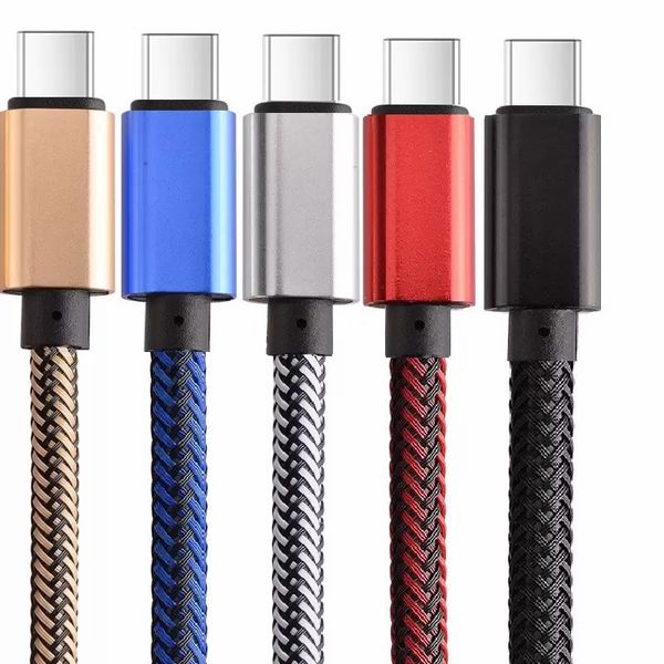 Cables de datos de sincronización trenzados de nailon de 1m 2m 3m Cable Micro USB tipo C para Samsung Galaxy S6 S7 Edge S8 Note 8 Plus Htc Línea alámbrica de teléfono USB