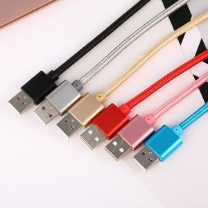 1m / 2m / 3M OD5.0 Dikke stof Gevlochten Nylon USB Data Charger Cable Data Cord 3 verschillende poorten