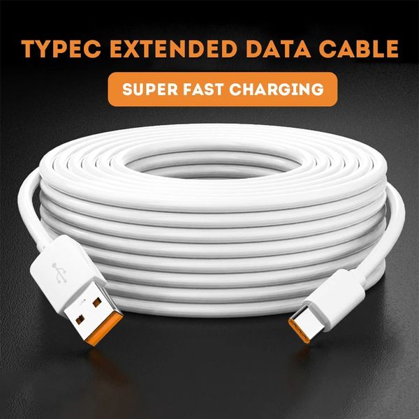 Cable de carga USB tipo C superlargo de 1m/2m/3m, Cable de carga de extensión Extra largo para teléfono móvil Xiaomi Samsung Huawei TypeC