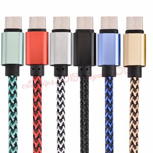 Câbles de chargeur tressés en tissu 1m/2m/3m Type C micro v8 câble de données usb pour samsung s6 s7 edge s8 htc