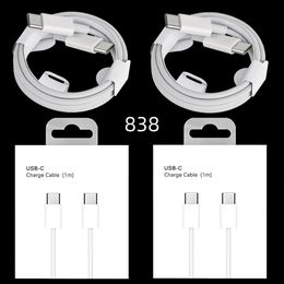 Câble de charge rapide USB C vers USB-C Type C PD de 1M 2M pour Samsung Galaxy S8 S10 S22 S23 S24 Note 10 20 Xiaomi Huawei P40 Lg téléphone Android avec boîte 838DD