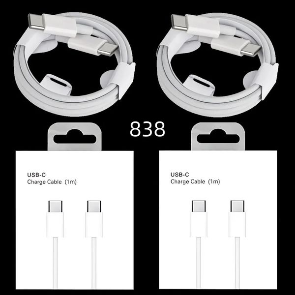 Câble de charge rapide USB C vers USB-C Type C PD de 1M 2M pour Samsung Galaxy S8 S10 S22 S23 S24 Note 10 20 Xiaomi Huawei P40 Lg téléphone Android avec boîte 838DD