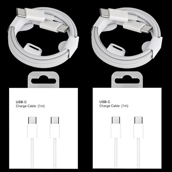 1M 2M Câble de charge rapide USB C vers USB-C Type C PD Câble pour Samsung Galaxy S8 S10 S22 S23 S24 Note 10 20 Xiaomi Huawei P40 Lg téléphone Android avec boîte 848DD