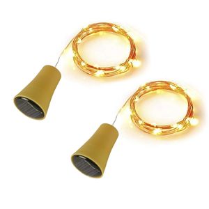 1M/2M Solar LED Cork Wine Bottle Stopper Copper Garland Wire Fairy String Light For Wedding Party Holiday Lights Decortion 220408