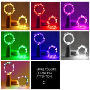 Guirlande lumineuse LED en fil de cuivre pour bouteille de vin, 1M ou 2M, décoration pour fête de vacances, mariage