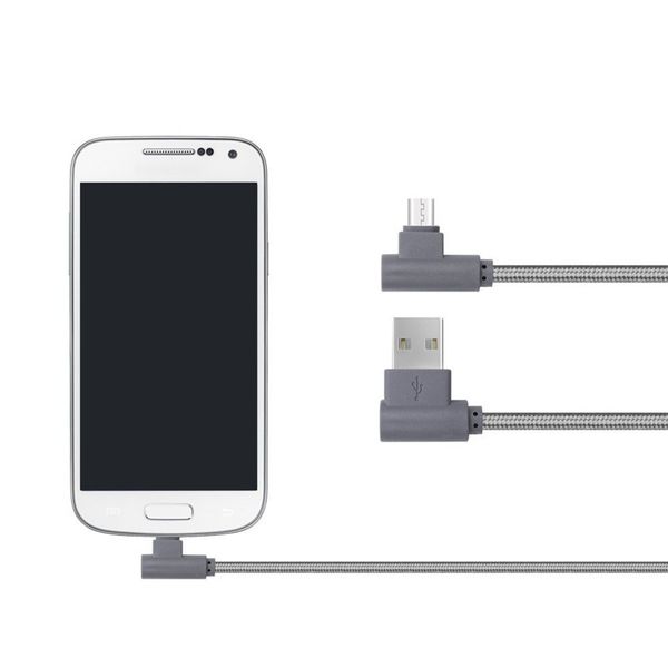 1m/3,28 pies 90 grados ángulo recto Mirco/Tipo C Cables USB Nylon Biraided L forma USB datos sincronización carga cable cargador línea alámbrica