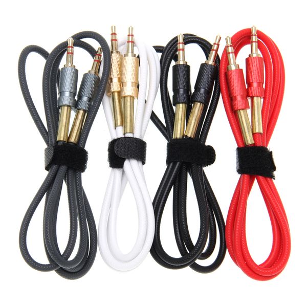 Cable de Audio de 1m y 3,5mm, enchufe chapado en oro, TPE en relieve, doble resorte, macho a macho, Cable AUX para teléfono, altavoz, auriculares, PC