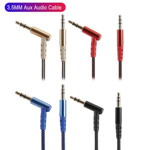 1 m 3,5-mm-Audiokabel mit einzelnem Winkel, geflochten, Stecker-zu-Bus, Auto-Audio-AUX-Verbindungskabel