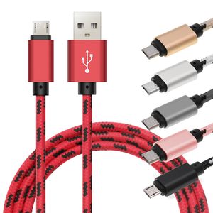 1M 3FT 2M 6FT 3M 10FT Cordon de charge en tissu Câble micro USB 2.0 pour tous les smartphones