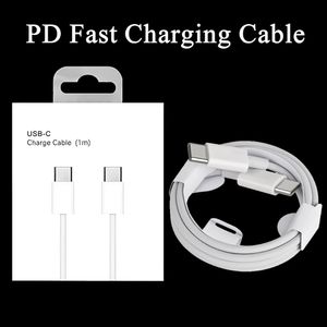 1 m 3 pies 2 m 6 pies Cables USB C a tipo C Cable de carga rápida PD para Samsung Cable de carga de datos Cables de cargador de teléfono de alta calidad con caja al por menor